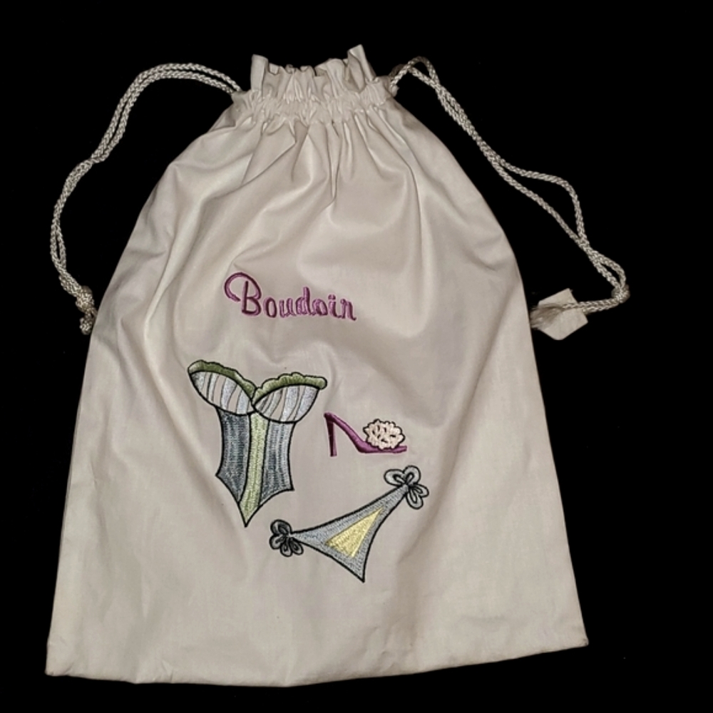 Lingerie Bag Embroidered Drawstring - Picture 3 of 7